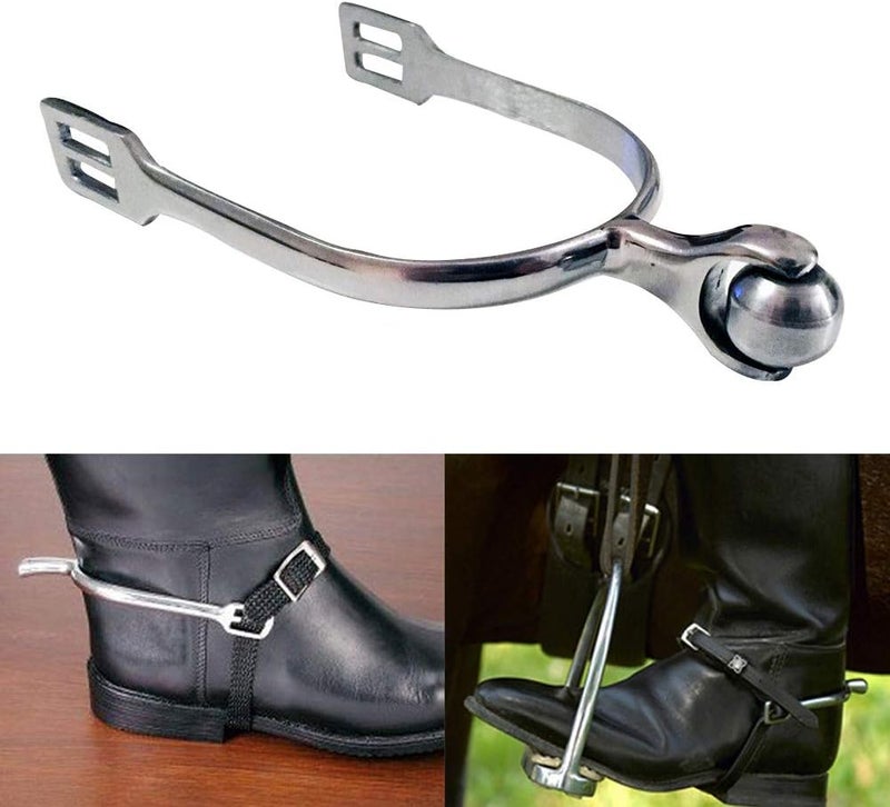 QKDS 1 Pair Horse Spurs Western Stainless Steel Spurs w/Roller Ball for Equestrian Boots Men Women Ri-der Horsemanship Lovers, Horse Riding Accessories(Size:Women Horse Spurs) - Image 5